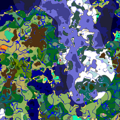 Predicted biome map of Java 1.21.4 seed -1404807463844805752 around estimated spawn