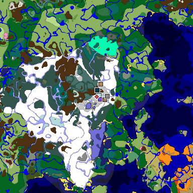 Predicted biome map of Java 1.21.4 seed -1918272699938330443 around estimated spawn