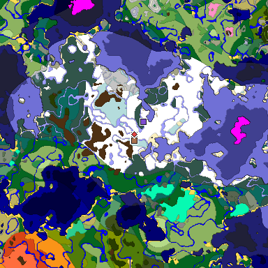 Predicted biome map of Java 1.21.4 seed 4410799640581503392 around estimated spawn