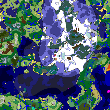 Predicted biome map of Java 1.21.4 seed 8186151972978174316 around estimated spawn