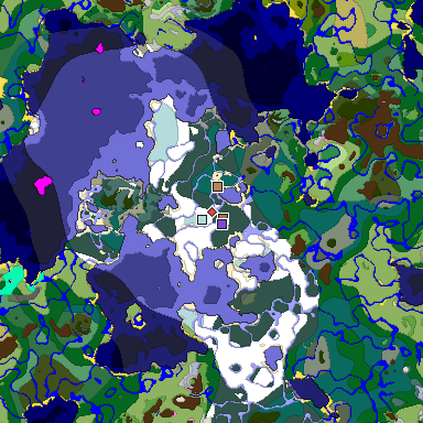 Predicted biome map of Java 1.21.4 seed -8452093987273822557 around estimated spawn
