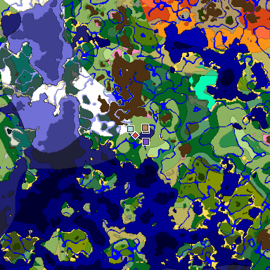 Predicted biome map of Java 1.21.4 seed -5949001403771926037 around estimated spawn