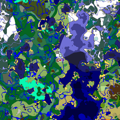 Predicted biome map of Java 1.21.4 seed -4871220494069393735 around estimated spawn