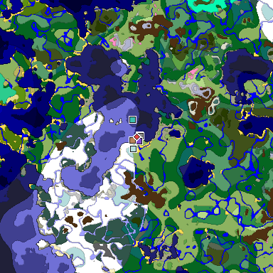 Predicted biome map of Java 1.21.4 seed -3978984952615285202 around estimated spawn