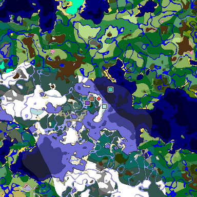 Predicted biome map of Java 1.21.4 seed -849880554822057482 around estimated spawn