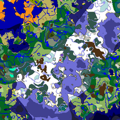 Predicted biome map of Java 1.21.4 seed 6818429249416175450 around estimated spawn