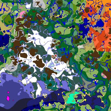 Predicted biome map of Java 1.21.4 seed 6602265578013163878 around estimated spawn