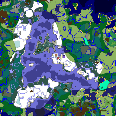 Predicted biome map of Java 1.21.4 seed -2969630056110753747 around estimated spawn