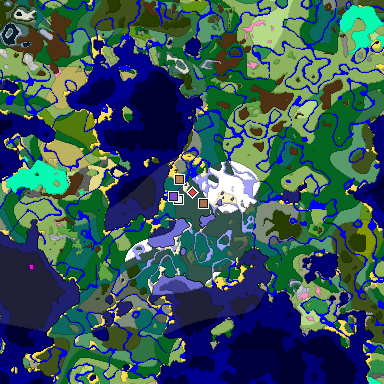 Predicted biome map of Java 1.21.4 seed -3239007475129170758 around estimated spawn