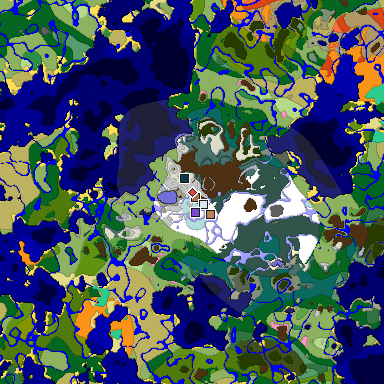 Predicted biome map of Java 1.21.4 seed 8328487729751523499 around estimated spawn