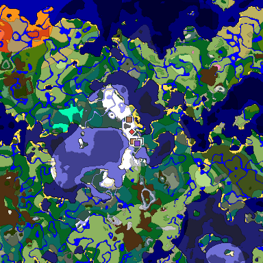 Predicted biome map of Java 1.21.4 seed -4183989659295111120 around estimated spawn