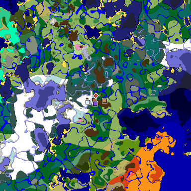 Predicted biome map of Java 1.21.4 seed -2024824909581235548 around estimated spawn