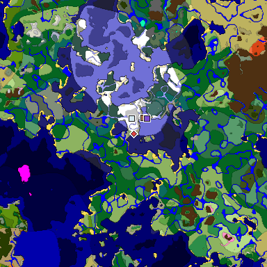Predicted biome map of Java 1.21.4 seed 3201533715283848054 around estimated spawn