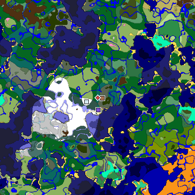 Predicted biome map of Java 1.21.4 seed 5132029751680459686 around estimated spawn
