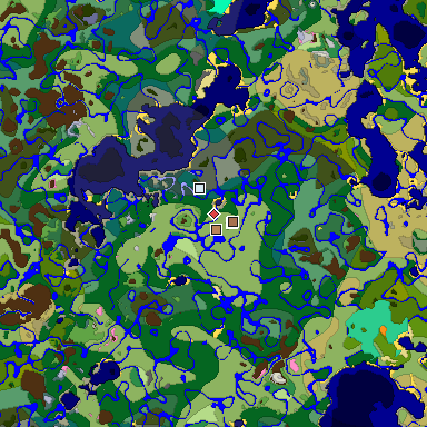 Predicted biome map of Java 1.21.4 seed 8123567015802446819 around estimated spawn