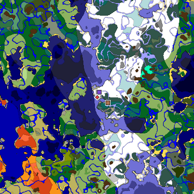 Predicted biome map of Java 1.21.4 seed -8568726738787257198 around estimated spawn