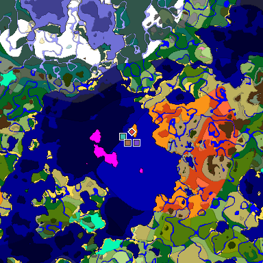 Predicted biome map of Java 1.21.4 seed -6949381822112070054 around estimated spawn