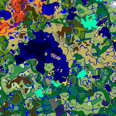 Predicted biome map of Java 1.21.4 seed -872392171666714256 around estimated spawn