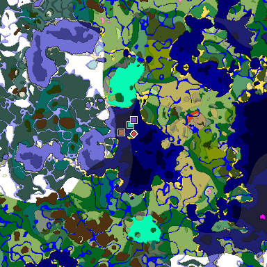 Predicted biome map of Java 1.21.4 seed 616955610499811724 around estimated spawn