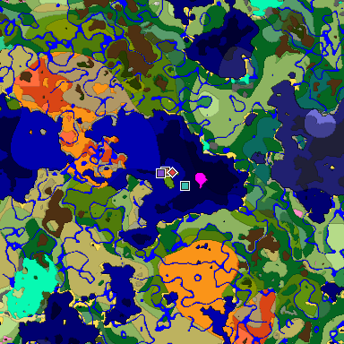 Predicted biome map of Java 1.21.4 seed 5212122933733990873 around estimated spawn