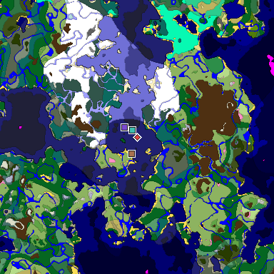 Predicted biome map of Java 1.21.4 seed -4864608134690593187 around estimated spawn