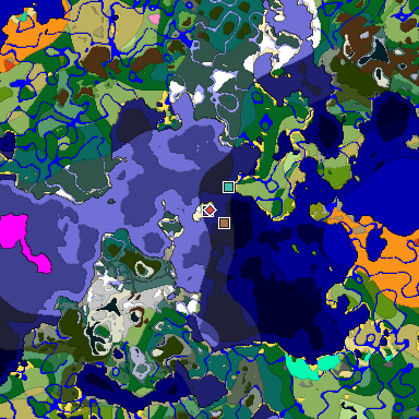 Predicted biome map of Java 1.21.4 seed 3774152910549885988 around estimated spawn