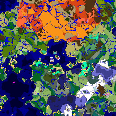 Predicted biome map of Java 1.21.4 seed 9016722422458526121 around estimated spawn