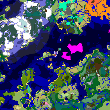 Predicted biome map of Java 1.21.4 seed 1390219257773923000 around estimated spawn