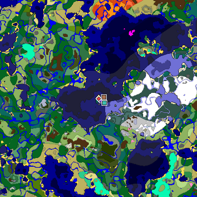Predicted biome map of Java 1.21.4 seed -3983320407515978034 around estimated spawn