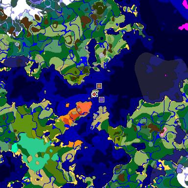 Predicted biome map of Java 1.21.4 seed -7744494616039220452 around estimated spawn