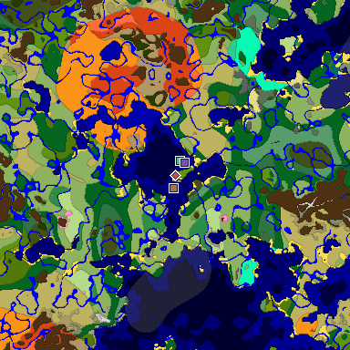 Predicted biome map of Java 1.21.4 seed 1793588695123687632 around estimated spawn