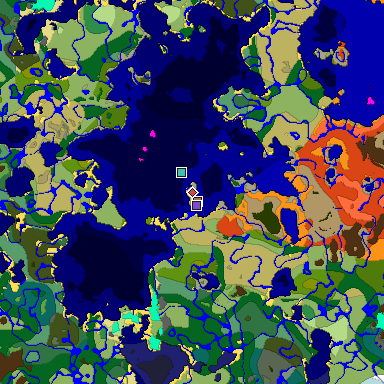 Predicted biome map of Java 1.21.4 seed 8478030121047133540 around estimated spawn