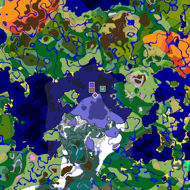 Predicted biome map of Java 1.21.4 seed 5806059778629062359 around estimated spawn