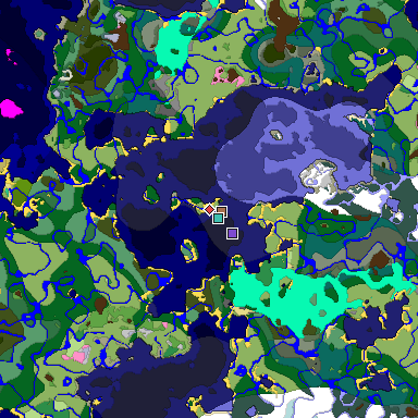 Predicted biome map of Java 1.21.4 seed 5942618100799269572 around estimated spawn