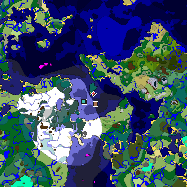 Predicted biome map of Java 1.21.4 seed 4416249331473788797 around estimated spawn