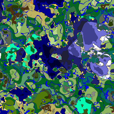 Predicted biome map of Java 1.21.4 seed -8093773972061144385 around estimated spawn