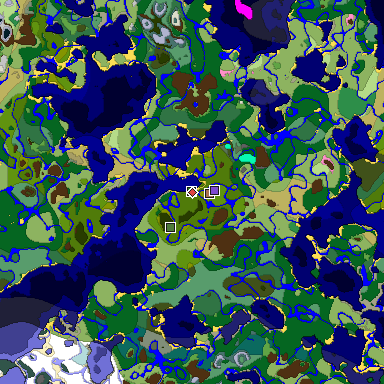 Predicted biome map of Java 1.21.4 seed -4093812420417425737 around estimated spawn
