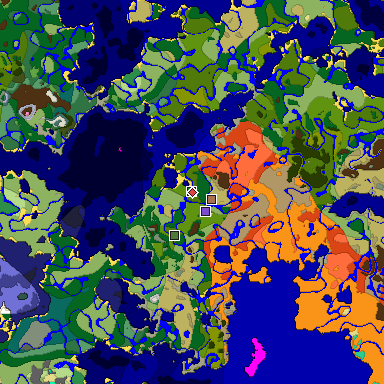 Predicted biome map of Java 1.21.4 seed -7175469583206457086 around estimated spawn