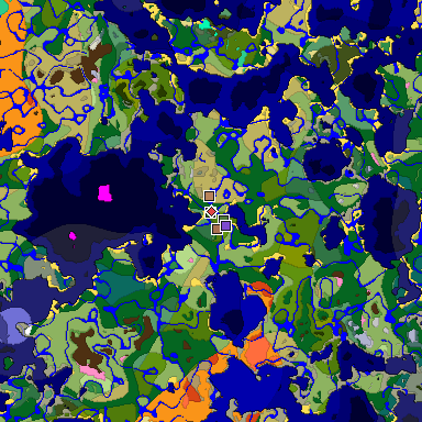 Predicted biome map of Java 1.21.4 seed 2472506474577709976 around estimated spawn