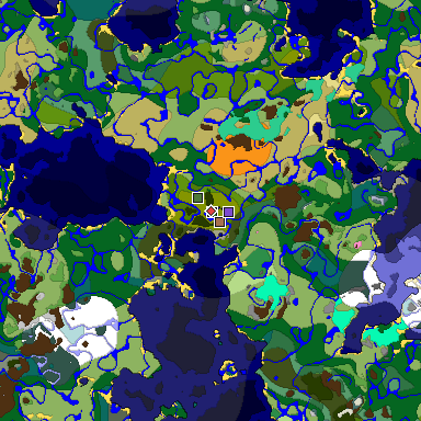 Predicted biome map of Java 1.21.4 seed 1417114581075101743 around estimated spawn