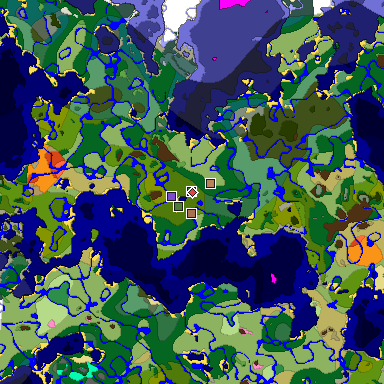 Predicted biome map of Java 1.21.4 seed 3238631796808833355 around estimated spawn