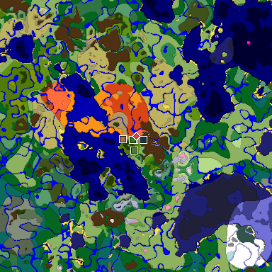 Predicted biome map of Java 1.21.4 seed 4353092226203183606 around estimated spawn