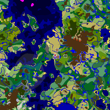 Predicted biome map of Java 1.21.4 seed 5269585345129734711 around estimated spawn