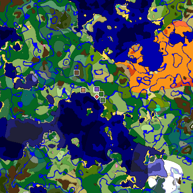 Predicted biome map of Java 1.21.4 seed -4962514148534059101 around estimated spawn