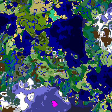Predicted biome map of Java 1.21.4 seed 5036913787293993217 around estimated spawn