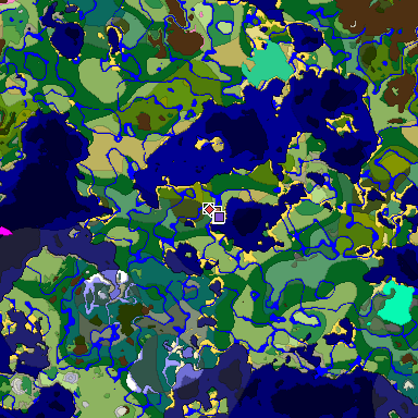 Predicted biome map of Java 1.21.4 seed 4501180156902738169 around estimated spawn