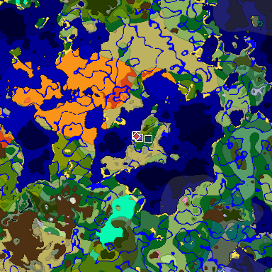 Predicted biome map of Java 1.21.4 seed -6027543928628457063 around estimated spawn