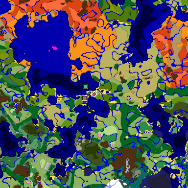 Predicted biome map of Java 1.21.4 seed 6327763293747192560 around estimated spawn