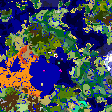 Predicted biome map of Java 1.21.4 seed -2443694208530345722 around estimated spawn