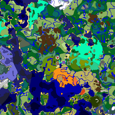 Predicted biome map of Java 1.21.4 seed 1007421185441318095 around estimated spawn